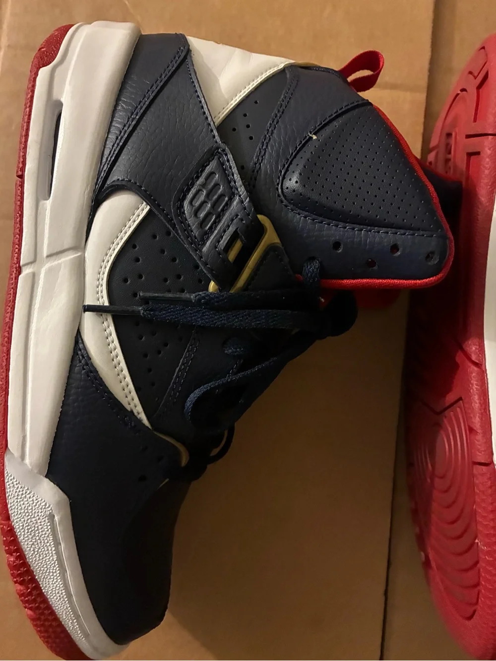 Jordan Men's and Women’s Navy and Red High-Top Sneakers